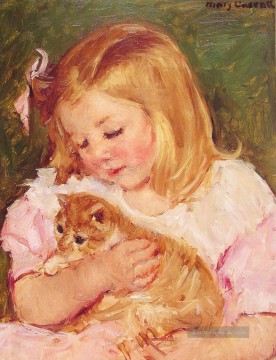  kind - Saras Holding A Cat Mütter Kinder Mary Cassatt